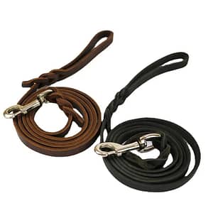 Laisse Longue Tressée en Cuir Véritable pour Chiens