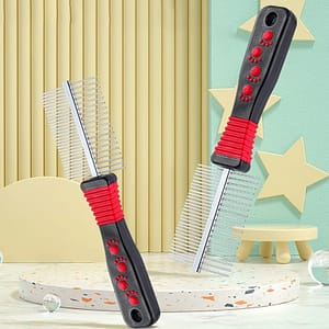 Peigne à Double Manche Noir pour Chat et Chien - Peigne Universel de Toilettage